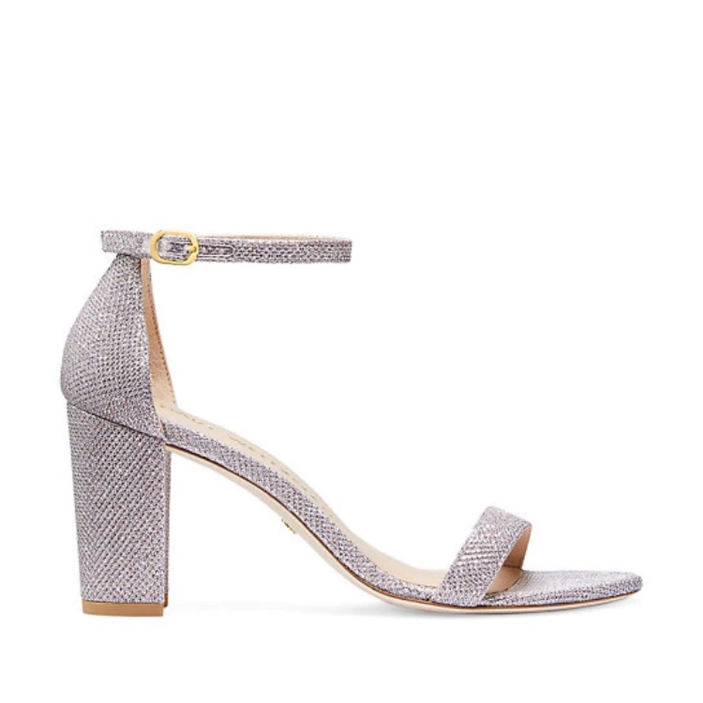 Stuart Weitzman Silver Block Heel Sandals